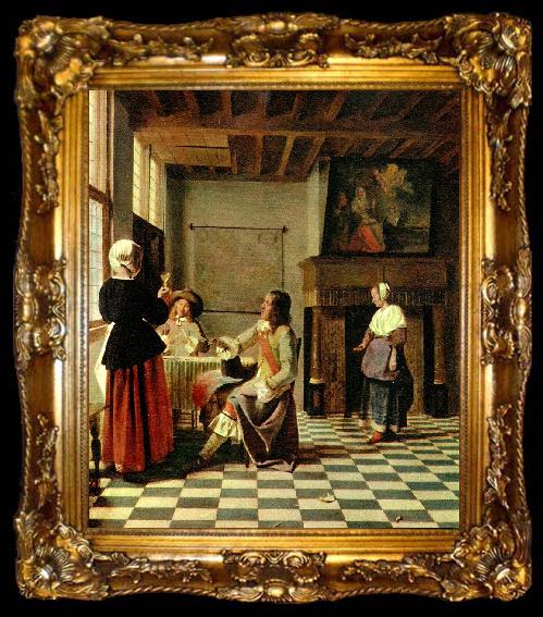 framed  Pieter de Hooch interior, ta009-2